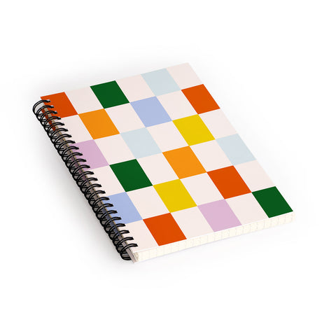 Lane and Lucia Retro Rainbow Checkerboard Spiral Notebook