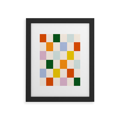 Lane and Lucia Retro Rainbow Checkerboard Framed Art Print