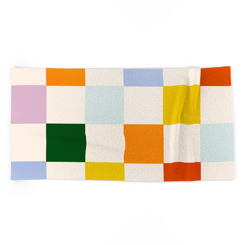 Lane and Lucia Retro Rainbow Checkerboard Beach Towel