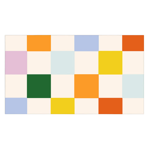 Lane and Lucia Retro Rainbow Checkerboard Tablecloth
