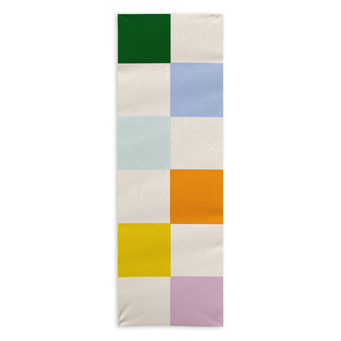 Lane and Lucia Retro Rainbow Checkerboard Yoga Towel