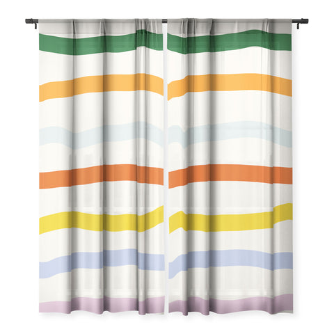 Lane and Lucia Retro Rainbow Stripe Sheer Non Repeat