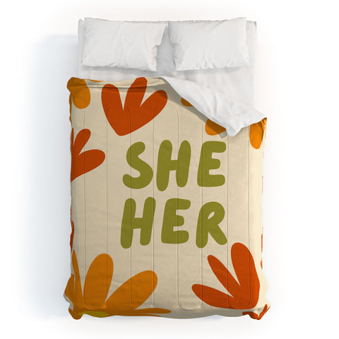 Lane and Lucia SheHer Pronouns Comforter