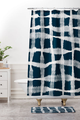 Lane and Lucia Tie Dye no 1 in Indigo Shower Curtain And Mat