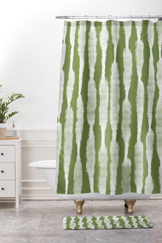 Lane and Lucia Tie Dye no 2 in Green Shower Curtain And Mat
