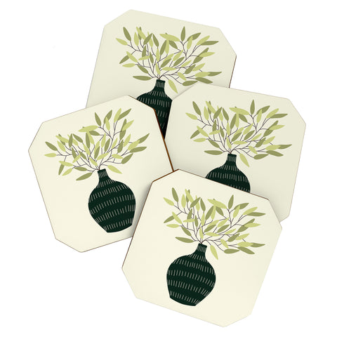 Lane and Lucia Vase 25 with Olive Branches Coaster Set