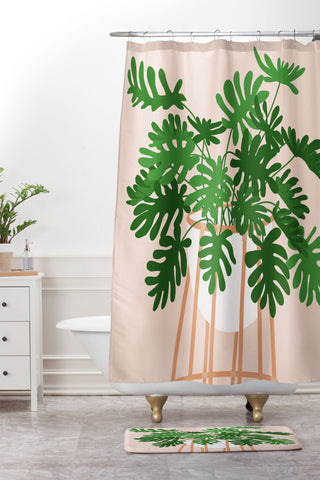 Lane and Lucia Vase no 26 with Tropical Plant Shower Curtain And Mat