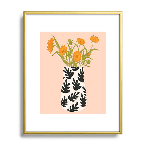 Lane and Lucia Vase no 28 with Heliopsis Metal Framed Art Print