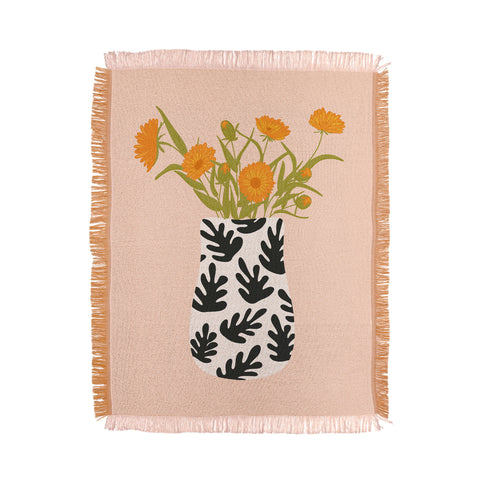 Lane and Lucia Vase no 28 with Heliopsis Throw Blanket