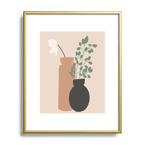 Lane and Lucia Vase no 3 with Eucalyptus and Metal Framed Art Print