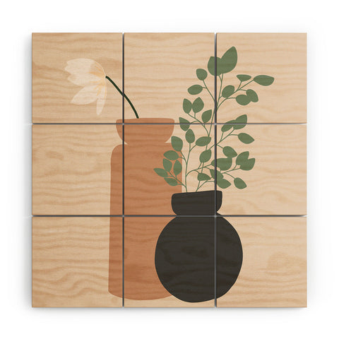 Lane and Lucia Vase no 3 with Eucalyptus and Wood Wall Mural