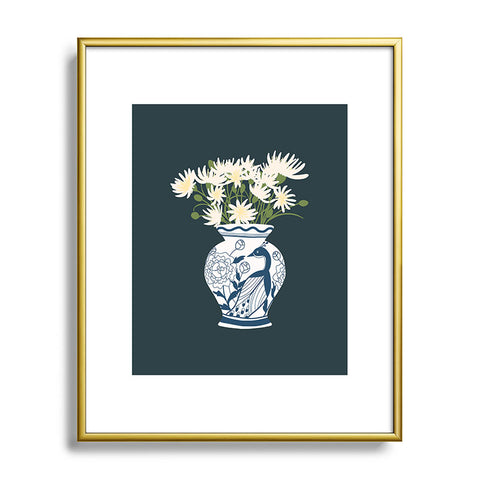 Lane and Lucia Vase no 6 with Peacock Metal Framed Art Print