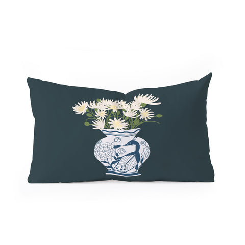 Lane and Lucia Vase no 6 with Peacock Oblong Throw Pillow