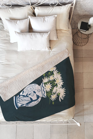 Lane and Lucia Vase no 6 with Peacock Fleece Throw Blanket