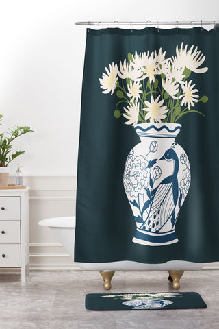 Lane and Lucia Vase no 6 with Peacock Shower Curtain And Mat