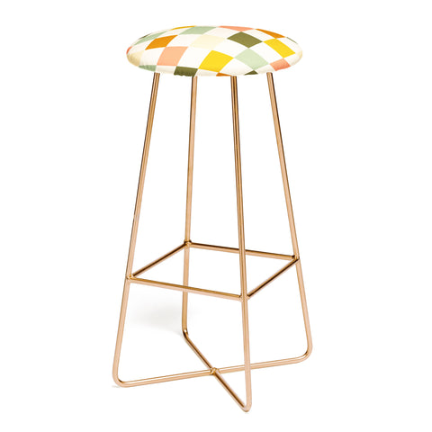 Lane and Lucia Vintage Checkerboard Pattern Bar Stool