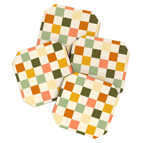 Lane and Lucia Vintage Checkerboard Pattern Coaster Set