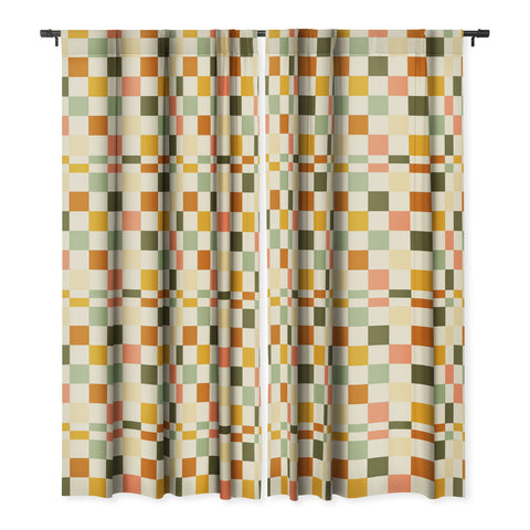 Lane and Lucia Vintage Checkerboard Pattern Blackout Window Curtain