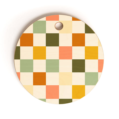 Lane and Lucia Vintage Checkerboard Pattern Cutting Board Round