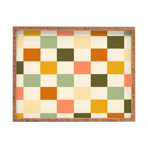 Lane and Lucia Vintage Checkerboard Pattern Rectangular Tray