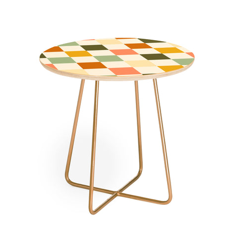 Lane and Lucia Vintage Checkerboard Pattern Round Side Table