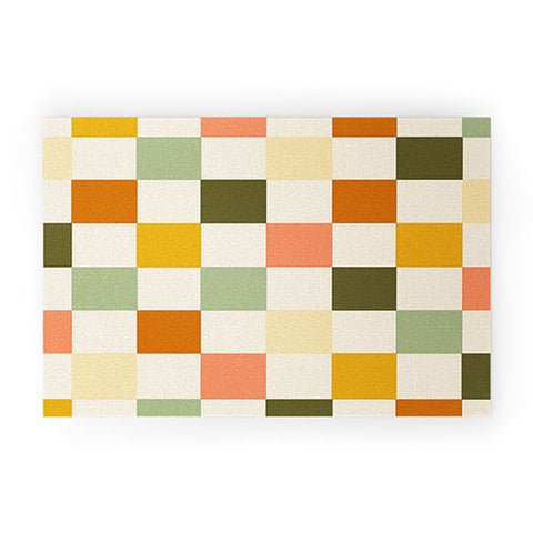 Lane and Lucia Vintage Checkerboard Pattern Welcome Mat