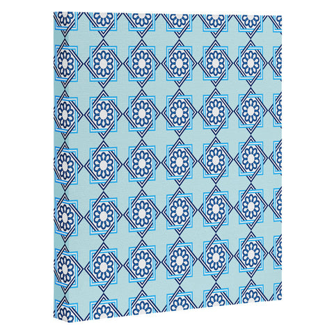 Lara Kulpa Blue Diamond Flower Art Canvas