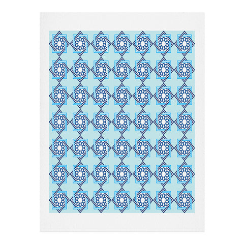 Lara Kulpa Blue Diamond Flower Art Print