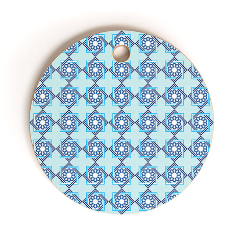 Lara Kulpa Blue Diamond Flower Cutting Board Round