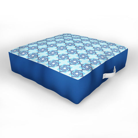 Lara Kulpa Blue Diamond Flower Outdoor Floor Cushion