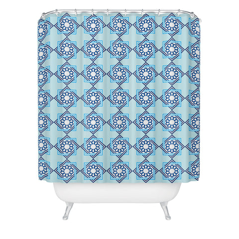 Lara Kulpa Blue Diamond Flower Shower Curtain