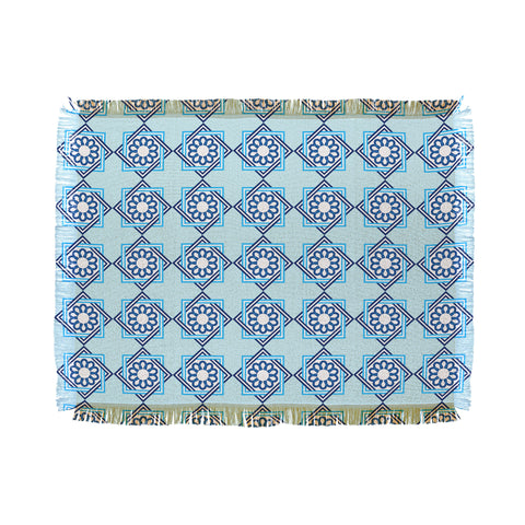 Lara Kulpa Blue Diamond Flower Throw Blanket