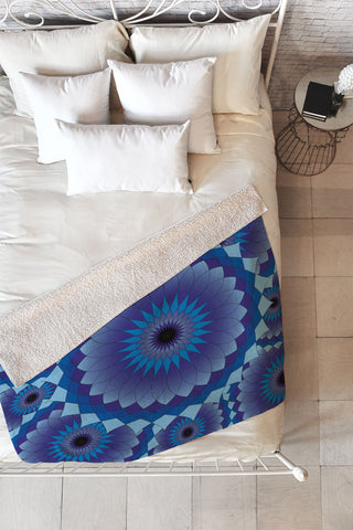 Lara Kulpa Blue Suede Lotus Fleece Throw Blanket