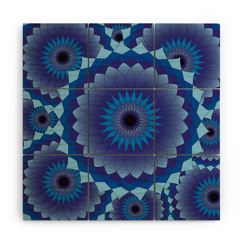 Lara Kulpa Blue Suede Lotus Wood Wall Mural