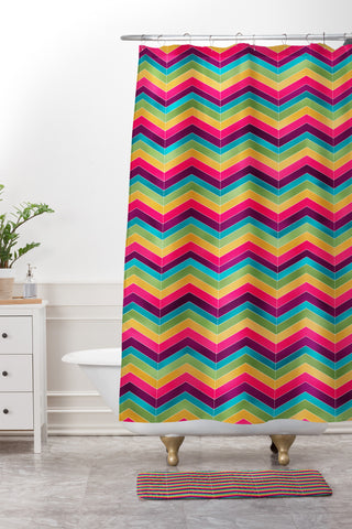 Lara Kulpa Chevron Brights Shower Curtain And Mat