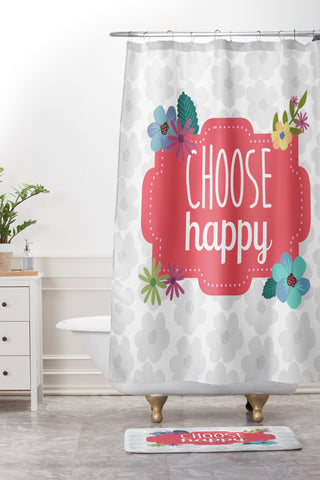 Lara Kulpa Choose Happy Shower Curtain And Mat