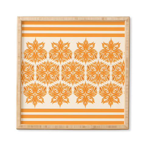 Lara Kulpa Creamsicle Tribal Floral Framed Wall Art