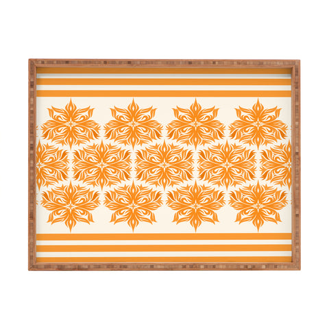 Lara Kulpa Creamsicle Tribal Floral Rectangular Tray