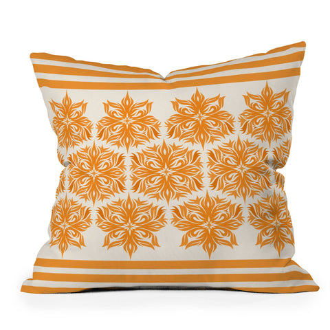 Lara Kulpa Creamsicle Tribal Floral Throw Pillow