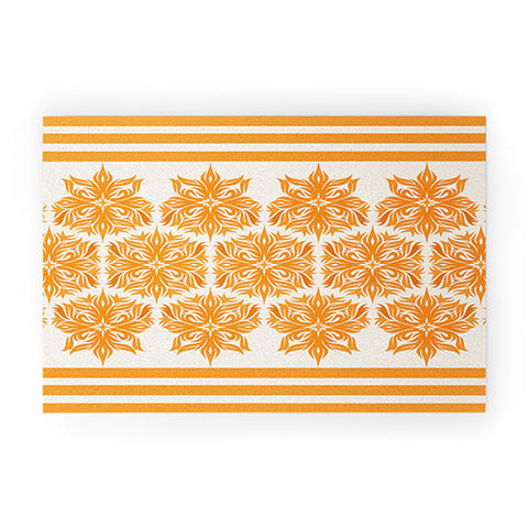 Lara Kulpa Creamsicle Tribal Floral Welcome Mat