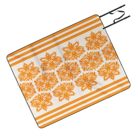 Lara Kulpa Creamsicle Tribal Floral Picnic Blanket