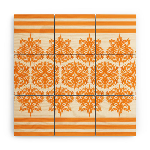 Lara Kulpa Creamsicle Tribal Floral Wood Wall Mural