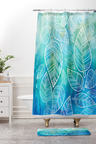 Lara Kulpa Feather Leaves II Shower Curtain And Mat
