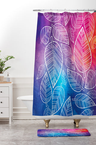 Lara Kulpa Feather Leaves Shower Curtain And Mat