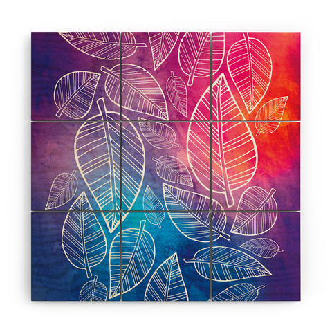 Lara Kulpa Feather Leaves Wood Wall Mural