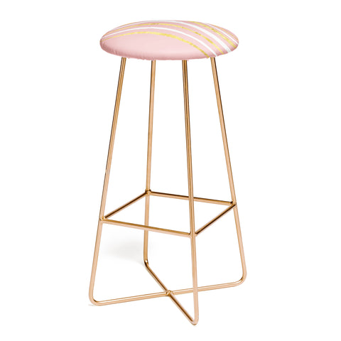 Lara Kulpa Gold and White Stripe on Blush Bar Stool