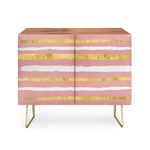 Lara Kulpa Gold and White Stripe on Blush Credenza