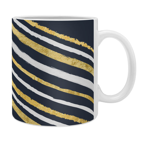 Lara Kulpa Gold and White Stripe on Navy Coffee Mug