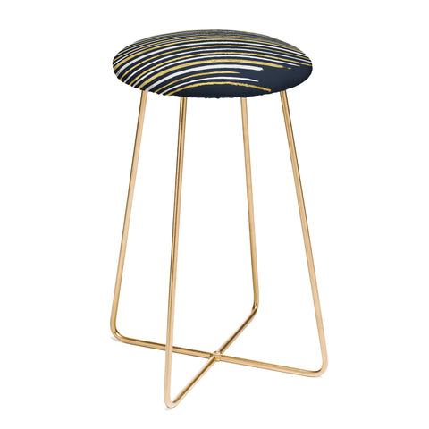 Lara Kulpa Gold and White Stripe on Navy Counter Stool