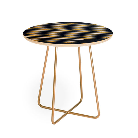 Lara Kulpa Gold and White Stripe on Navy Round Side Table